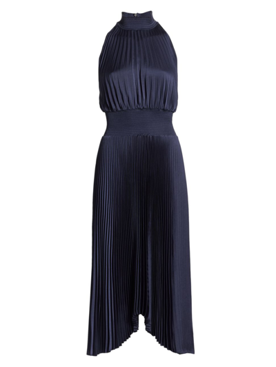 A.l.c Renzo Pleated Blouson Dress In Riviera