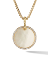 David Yurman Women's Dy Elements Disc Pendant In 18k Yellow Gold With Gemstone & Pavé Diamonds In Mother Of Pearl