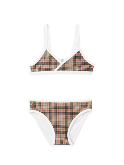 Burberry Girls' Crosby Micro Check Two Piece Swimsuit - Little Kid, Big Kid In Archive Beige
