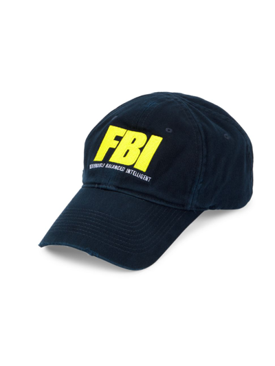 Balenciaga Blue/yellow Fbi Baseball Cap