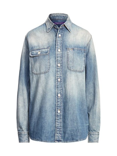 Ralph Lauren Tamia Button-down Chambray Shirt In Blue