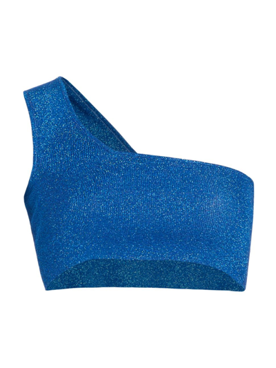 Dodo Bar Or Jo Asymmetric Knit Crop Top In Blue