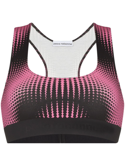 Rabanne Geometric-print Sports Bra In Pink