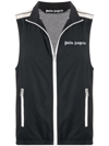 Palm Angels Logo Zip-front Sleeveless Jacket In Black