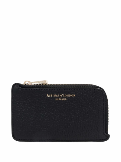 Aspinal Of London Grained Leather Coin Purse In Black