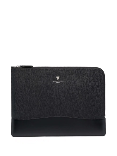 Aspinal Of London City Tech Leather Laptop Bag In Black