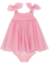 Dolce & Gabbana Chiffon Midi Dress With Metal Dg Logo In Pink