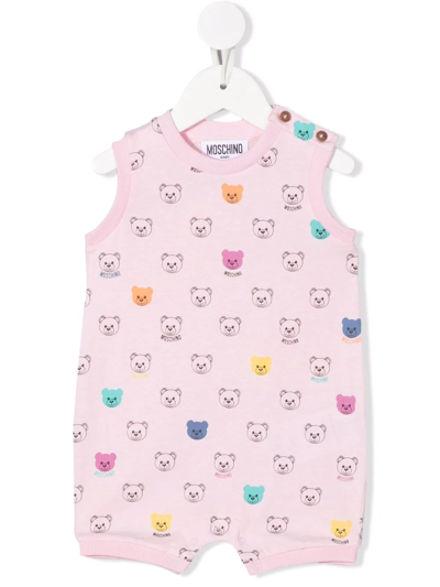Moschino Babies' Toy 图案印花无袖连体衣 In Pink