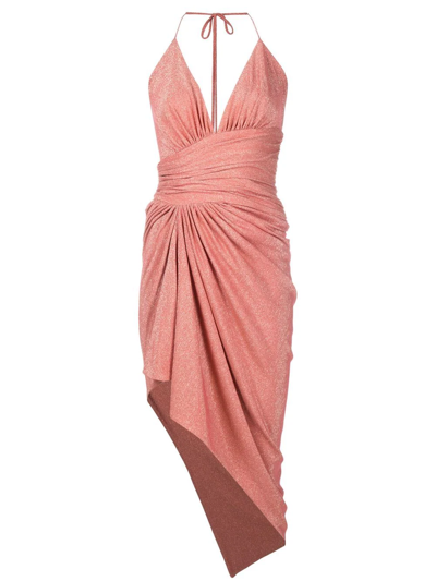 Alexandre Vauthier Lurex Stretch-jersey Asymmetric Dress In Pink/metallic