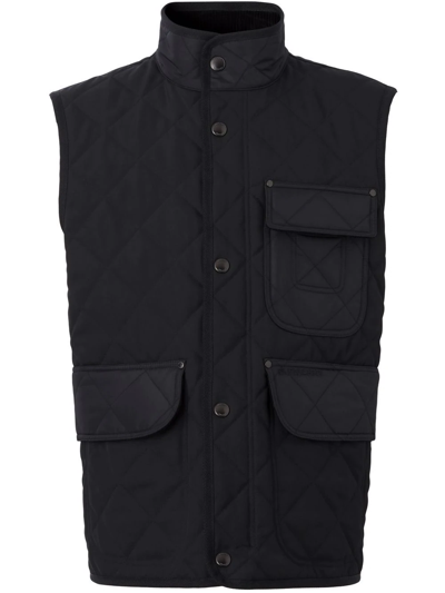 BURBERRY DIAMOND-QUILTED VINTAGE CHECK LINED GILET