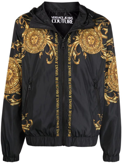 Versace Jeans Couture Baroque Sun印花科技织物防风夹克 In Black
