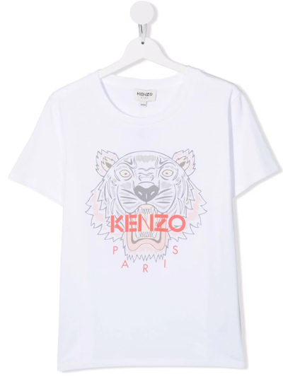 Kenzo Teen Logo-print T-shirt In White