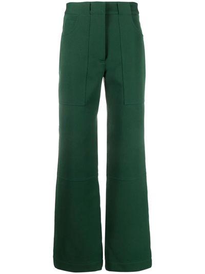 Victoria Beckham Utility Detailed High-waist Trousers In Green