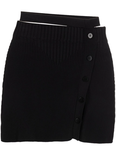 Andreädamo Cut-out High-waist Knitted Skirt In Black