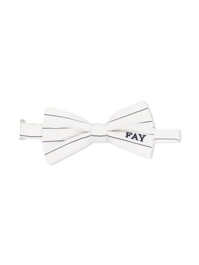 Fay Kids' Striped Embroidered-logo Bow Tie In White