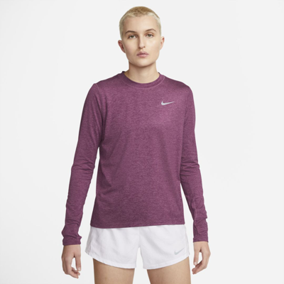 Nike Dri-fit Element Women's Running Crew In Sangria,light Bordeaux,heather