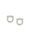 Ferragamo Gancini Crystal Embellished Stud Earrings In Silver