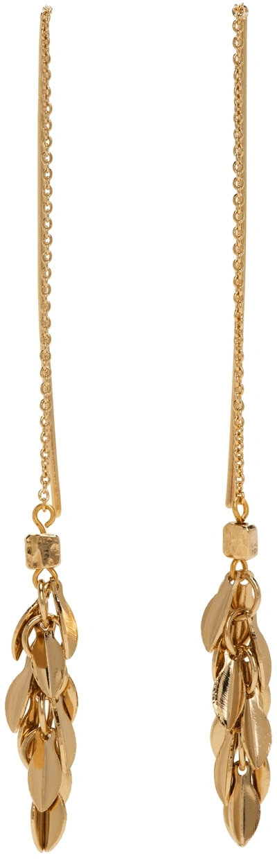 Isabel Marant Shiny Leaf Sliding Earrings In Gold