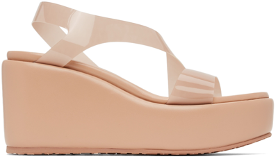 Gianvito Rossi Pink Metropolis 45 Wedge Sandals In White+white