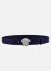 Versace La Medusa Leather Belt, Male, Blue, 115