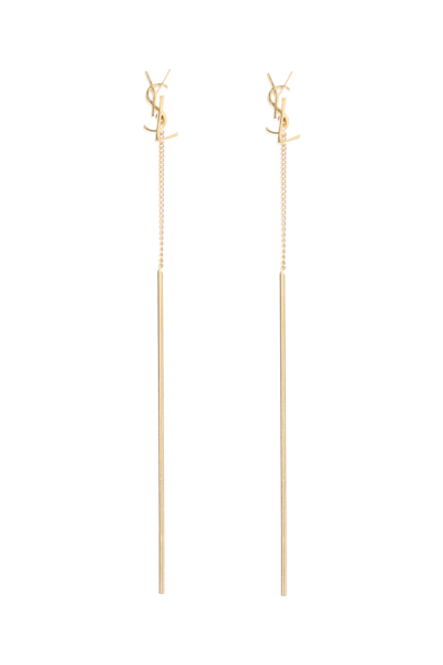 Saint Laurent Rose Gold Tone Opyum Monogram Threader Earrings