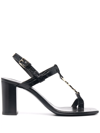 Saint Laurent Cassandra Ysl Medallion Toe-ring Sandals In Black