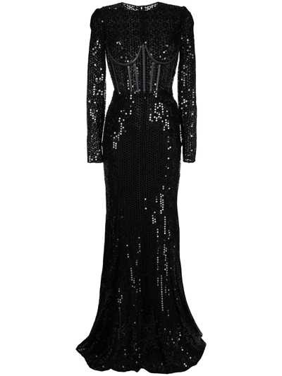 Dolce & Gabbana Sequin-embellished Mermaid-cut Dress In Black