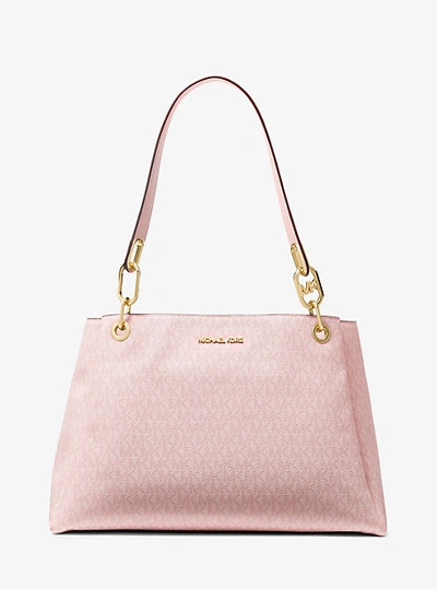 Michael Kors Trisha Large Logo Shoulder Bag In Pink