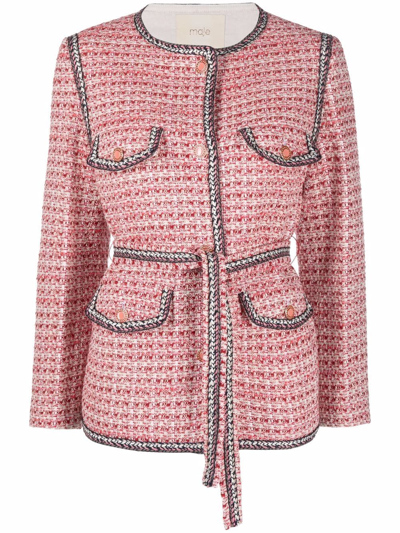 Maje Venetia Two-tone Tweed Jacket In Pink /