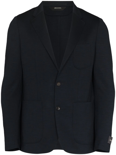 Z Zegna Single-breasted Suit Jacket In Blue
