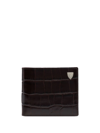 Aspinal Of London Croc-effect Bi-fold Wallet In Braun