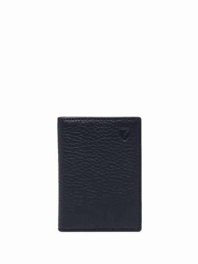 Aspinal Of London Pebbled-effect Double Fold Wallet In Blau