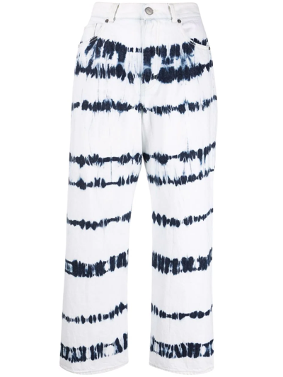 P.a.r.o.s.h Tie-dye Print Cropped Jeans In Multicolor