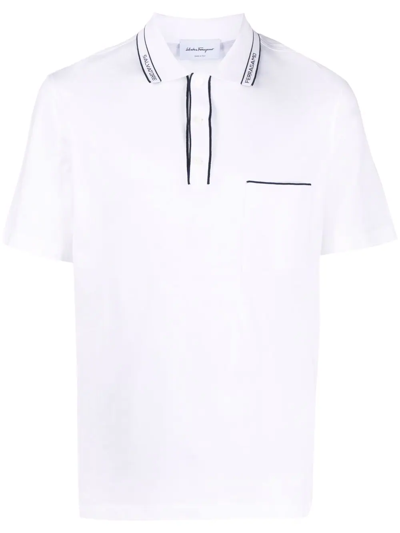 Ferragamo Logo衣领polo衫 In White