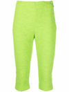 Msgm Jersey-knit Cropped Leggings In Grün