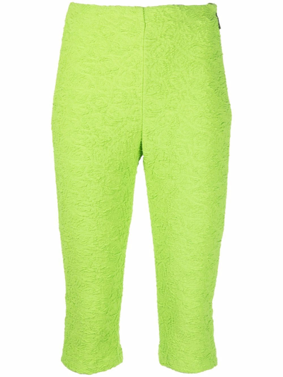 Msgm Jersey-knit Cropped Leggings In Green