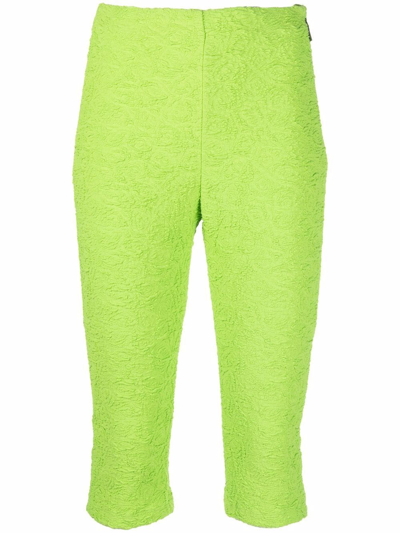 Msgm Jersey-knit Cropped Leggings In Grün