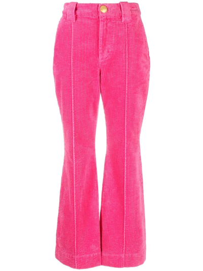 Ganni Cotton Corduroy Wide Pleated Pants In Pink