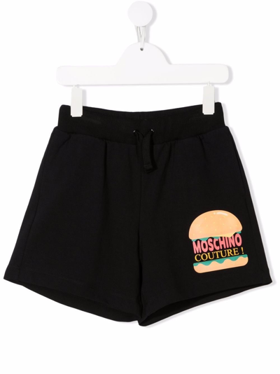 Moschino Kids' Logo-print Drawstring Shorts In Black
