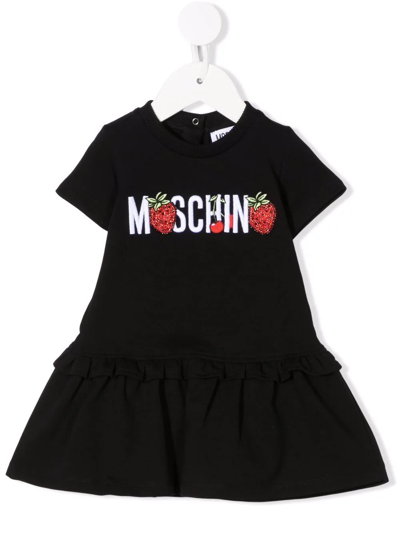 Moschino Babies' Embellished Ruffled-hem Dress In Black