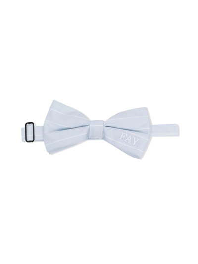 Fay Kids' Striped Embroidered-logo Bow Tie In Blue