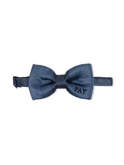 Fay Kids' Woven Embroidered-logo Bow Tie In Blue