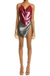 Oseree Sequin Swim Cover-up Wrap Skirt In Silver