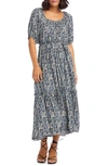 Karen Kane Floral Print Puff Sleeve Midi Dress In Print