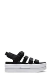 Nike Icon Classic Platform Sandal In Black/ White/ White