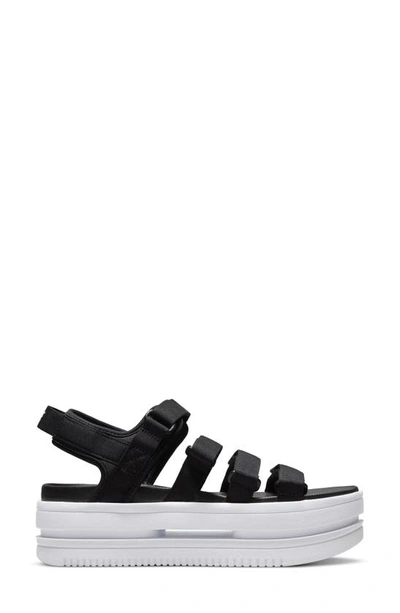 Nike Icon Classic Platform Sandal In Black/ White/ White