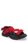 Alexander Mcqueen Tread Slick Sandal In Lust Red/ Black