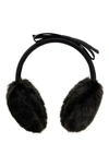 Kate Spade Shoelace Bow Faux Fur Earmuffs In Black