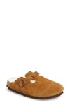 Birkenstock Boston Genuine Shearling Lined Clog In Mink Suedednu