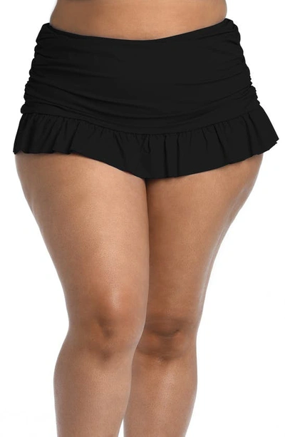 La Blanca Island Goddess Skirted Bikini Bottoms In Black